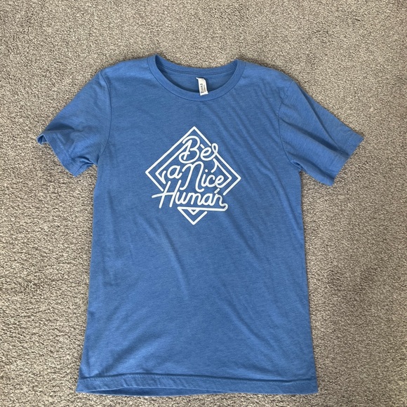 Bella Canvas Tops - Bella Canvas Blue "Be a Nice Human" Graphic Tee | Coastal Indie Aesthetic
